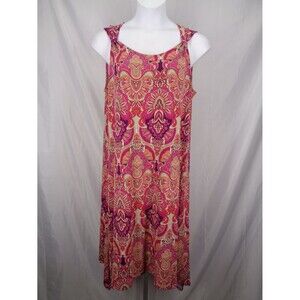 Chicos Paisley Shoulder Detail Travel Knit Midi Dress Size 3 (16) XL New